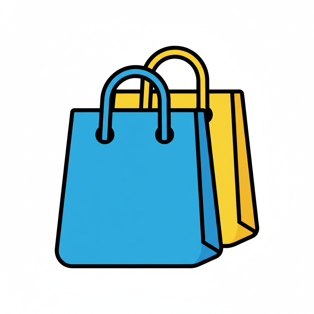 has un emoji de 2 volsas 1 atras de la otra de color azul y amarillo