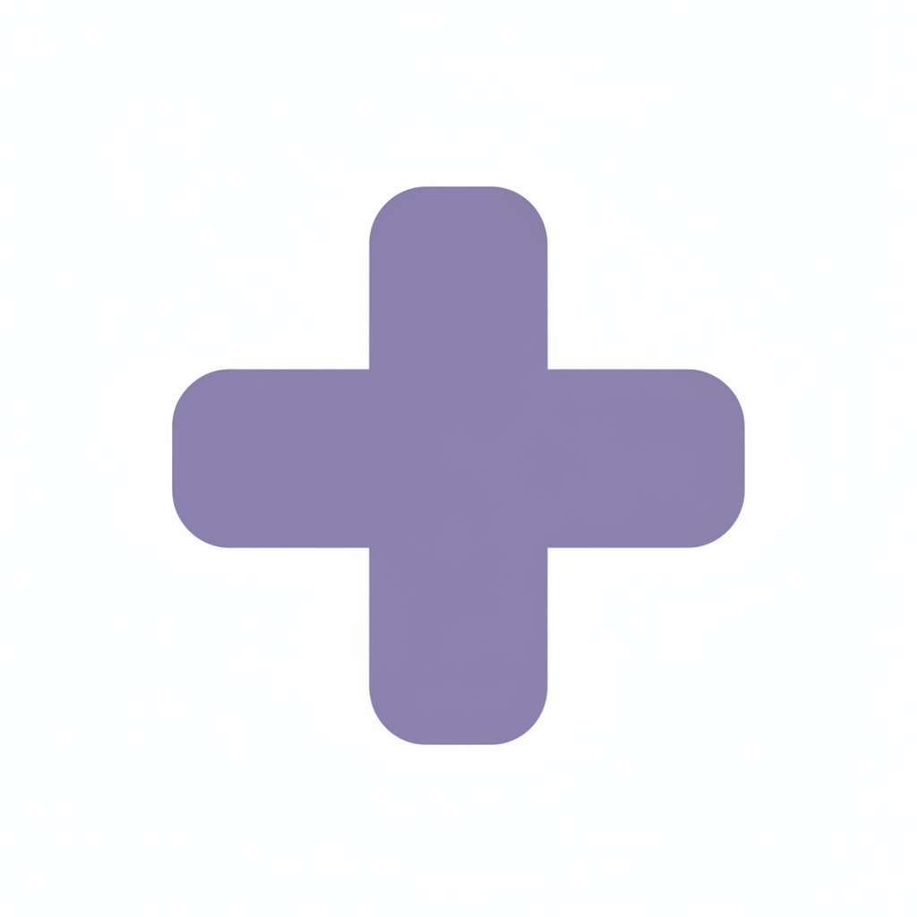 has un signo de mas de color morado sin sombras y que las esquinas sean redondas y el morado no tan fuerte y que el mas sea grande comolas bolsas