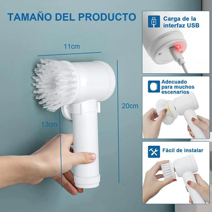 Cepillo Eléctrico PowerClean 5 en 1 – Limpieza Profunda Sin Esfuerz